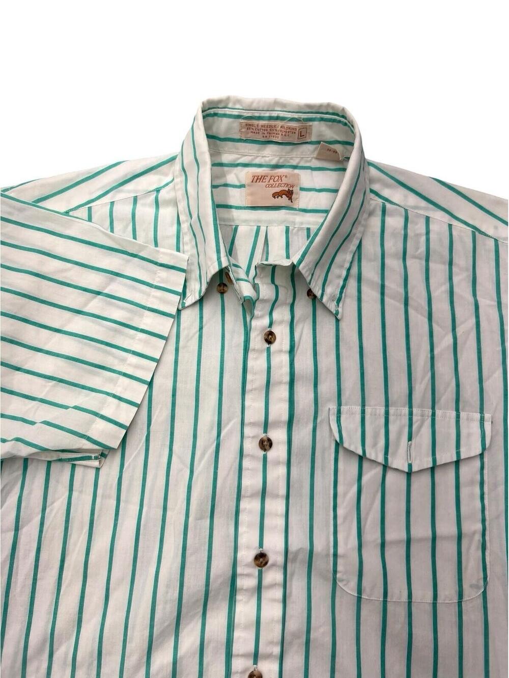 Vintage The Fox Collection Green Stripe Button-Up Shirt | Coastal Prep | Size L